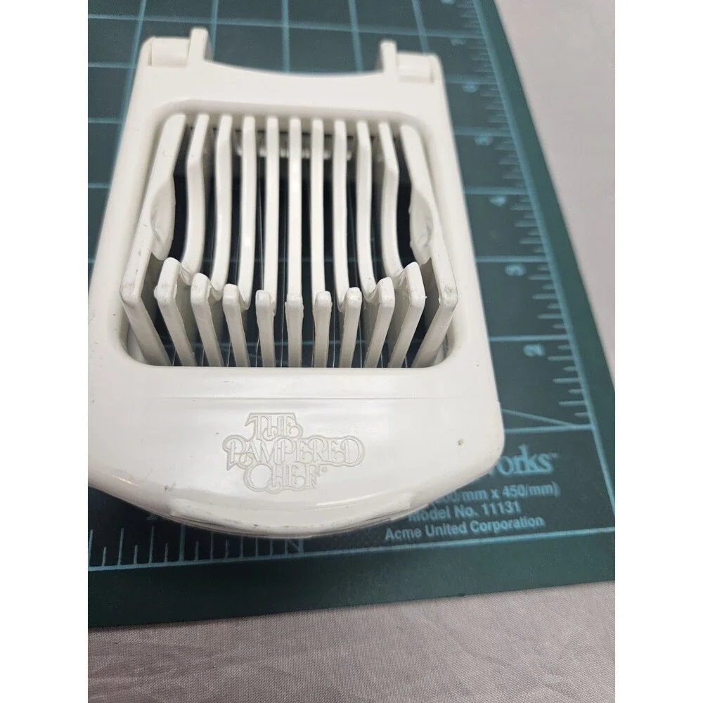 The Pampered Chef Egg Slicer With Nylon Stainless Steel White #1182 USA Made